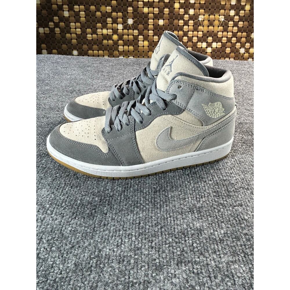 Air Jordan 1 Mid SE Grey Fog Coconut Milk Canvas Suede Men's Size 8 - Picture 6 of 12